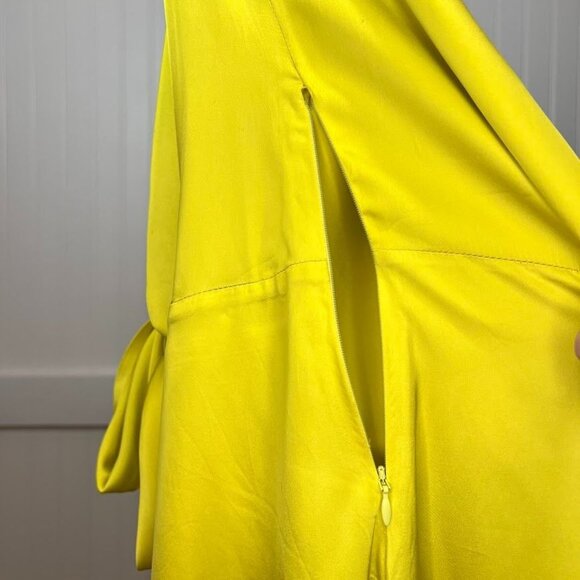 Samsoe and Samsoe Ono Long Sleeve Yellow Dress Tie Front Sulphur Spring Zip - Picture 9 of 12